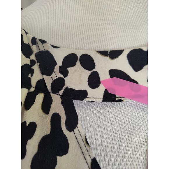 Cache 90s Y2K leopard print blouse rouched key hole 3/4 sleeve XS - Picture 4 of 10